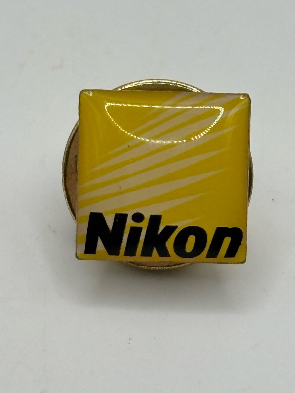 Vintage Nikon Enamel Lapel Pin Camera Gold Tone Advertising